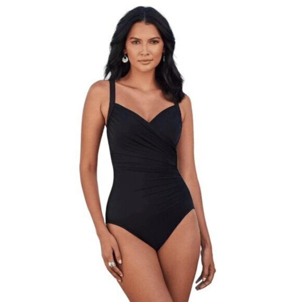 Miraclesuit Black Must Have Sanibel Swimsuit 10lbs Lighter Size 10 EUC #1365-LA